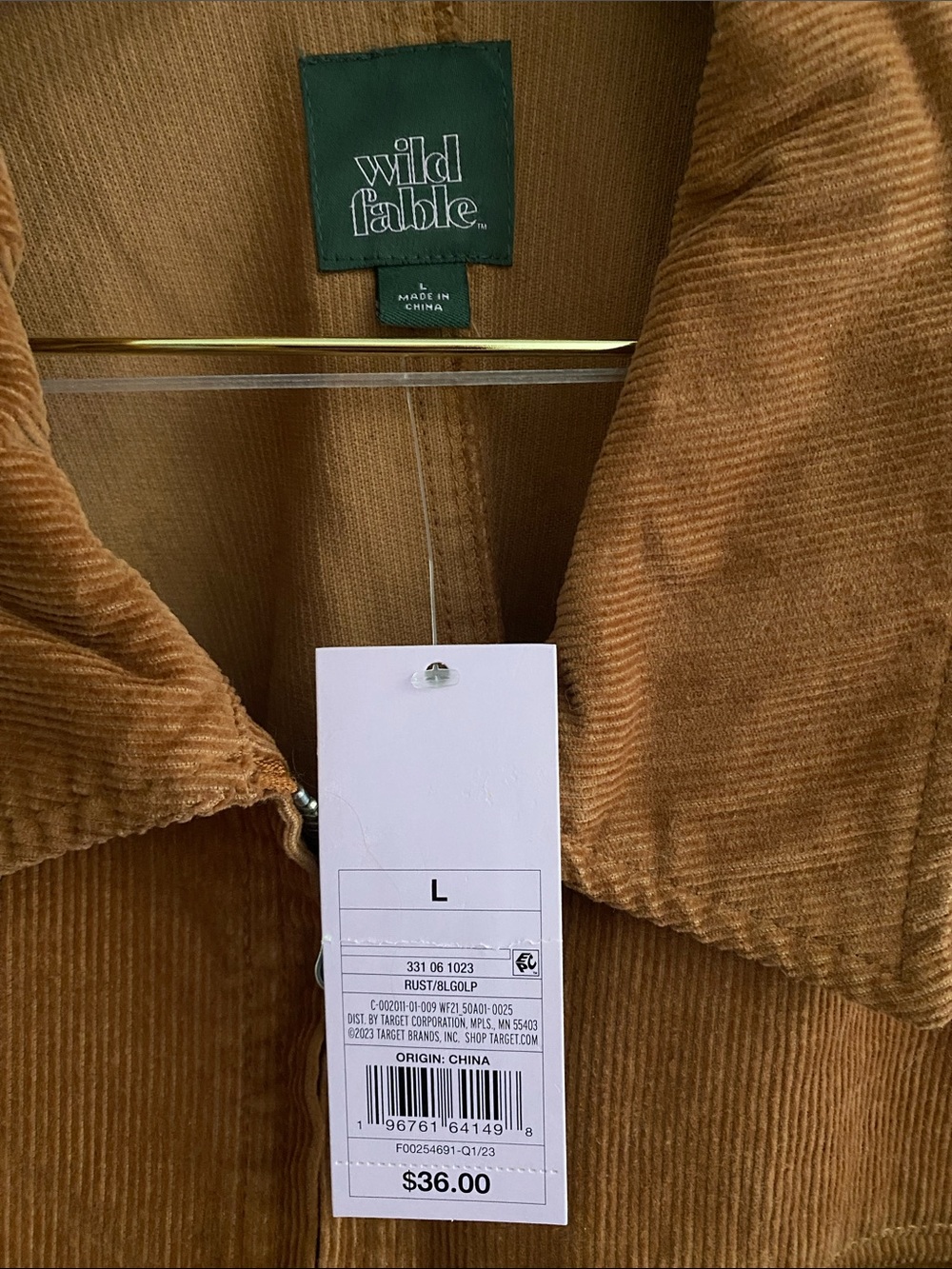 wild fable Men's Corduroy Zip Jacket - Rust Brown - Picture 2 of 5